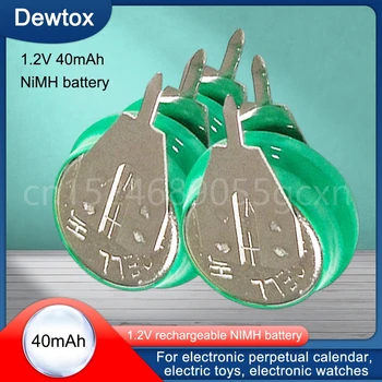 1.2 V 40mAh Ni-MH נטענת כפתור מטבע נייד עם ריתוך פינים עבור צעצוע טיימר חשמלי אנרגיה סולארית