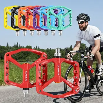 1 זוג אופני הרים סיבי ניילון דוושות שטוחות פלטפורמה מיסבים אטומים ללא פדלים, אביזרים להחליק רכיבה על אופניים אופניים אופניים Pe W5C0