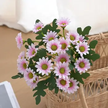1 זר פרחים מלאכותיים Unwithered מיושמים באופן נרחב Multi-צבע 7 סניפים דמוית משי סימולציה פרח גן