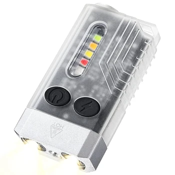 1 חתיכה מיני LED מחזיק מפתחות פנס, נטענת כיס לפיד קטן חזק לפיד IPX4 עם 14 מצבים