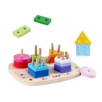 1 סט עץ בלוק צעצוע בידיים בטוחות-על כישורי משחק התאמת צבע צורה זיהוי לערום את הצעצוע לגיל 1-3 פאזל צעצועים