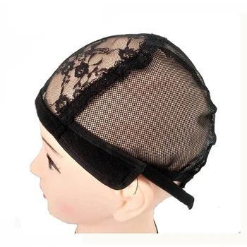 10PCS צבע שחור פאה מלאה כובע שיער נטו יהודית בסיס פאה Caps להכנת פאות Glueless מתכווננת Glueless כיפת כובע לשיער.