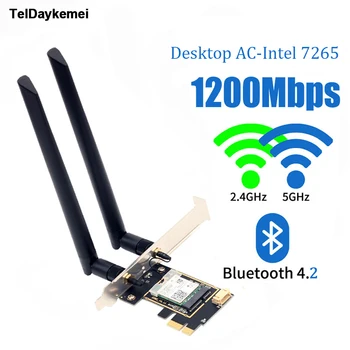 1200Mbps Bluetooth 4.2 PCi Express מתאם Wifi 2.4 G/ 5G Dual Band Intel 7265 Wireless PCI-E כרטיס עבור שולחן העבודה במחשב