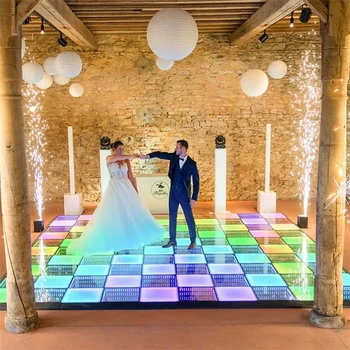12pcs DMX צבע RGB זכוכית מחוסמת הריקודים led אריח מסיבת חתונה אור 3D אינסוף Led המראה הריקודים