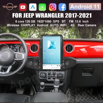 13.6 אינץ אנדרואיד 11 סטריאו לרכב רדיו ג ' יפ רנגלר 2017-2021 נגן מולטימדיה ניווט GPS אלחוטי Carplay יחידת הראש