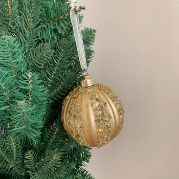 1Pair חג המולד זכוכית כדור הזהב חג המולד ספירות עץ קישוטי זכוכית קישוט 2023 הביתה מסיבת שנה החדשה חג המולד 2024