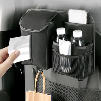 1pc המכונית Accessorie במושב האחורי של רכב אחסון תיק זמש המכונית ארגונית רב-כיס אחסון כיס תלוי המושב האחורי במכונית קופסת הטישיו