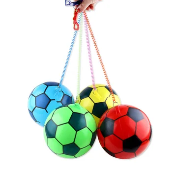 1PC מתנפחים כדורגל כדור עם חבל צבעוני הקפצה, כדורגל, כדור, צעצוע, חוף בריכה, משחקי ילדים ילדים תינוק צעצועים מתנפחים