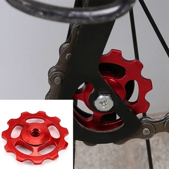 1Set 11T אופניים האולטרה סגסוגת אלומיניום חיצונית הנושאת גלגל Rear Derailleur גלגלות חלקי אופניים-אדום