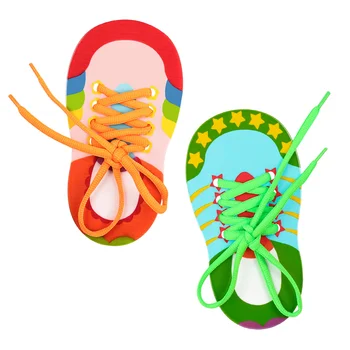 2 יח ' של ילדים נעלי בית הליכי ילדים צעצועים חינוכיים לקשור נעליים אימון לשרוך שרוכים.