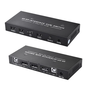 2 יציאת Displayport KVM 4K 60Hz USB DP KVM 2 1 DP-USB KVM Switch 2x1 עבור PC כדי לשתף לפקח על העכבר, המקלדת, המדפסת