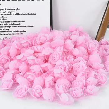 200/100Pcs מיני קצף PE רוז פרח פרחים מלאכותיים עץ DIY זר אלבום מזויף פרחים לחתונה קישוט עיצוב הבית