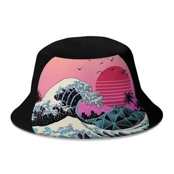 2022 הקיץ הגדול רטרו גל דלי כובעים עבור נשים גברים אופנת רחוב מתקפל בוב דיג כובעים הכובע כובע