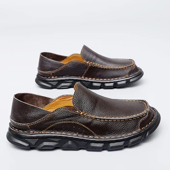 2023 אופנה נעלי עור לגברים לנשימה החדרת קיץ גברים מזדמנים עסקי נעלי סתיו להחליק על גבר
