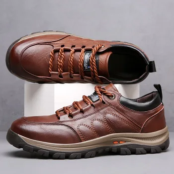 2023 גברים נעלי חוצות נעלי עור לנשימה של גברים עור פרה מזדמנים נעלי עור נעליים ללבוש עמיד נעלי עור