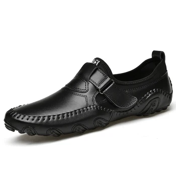 2023 גברים של נעליים מזדמנים עור אמיתי גברים נעלי אופנה לנשימה שטוחה נהיגה נעליים להחליק על נוח נעלי המוקסין