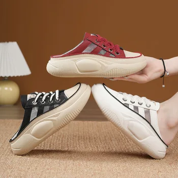 2023 הקיץ החדש Baotou חצי נעלי נשים לנעול נעליים מזדמנים Slip-on עצלן דק התחתון לבנים קטנים נעליים מקורה נעלי איכות