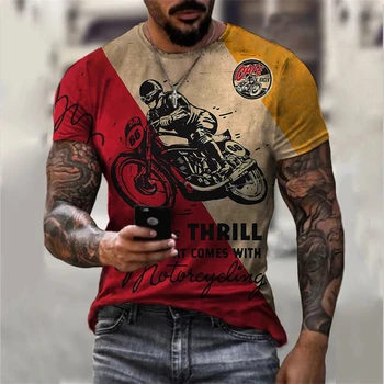 2023 הקיץ וינטאג ' של הגברים חולצה 3d רטרו אופנוע גדול Tshirts לגברים ביגוד אופנוענים מירוץ חולצות מנוע Tees מקסימום