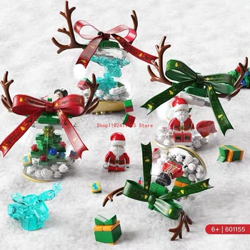 2023 חדש סנטה קלאוס לחם זנגביל עץ חג המולד מזחלת איילים אבני הבניין צעצועים חינוכיים מתנות חג המולד