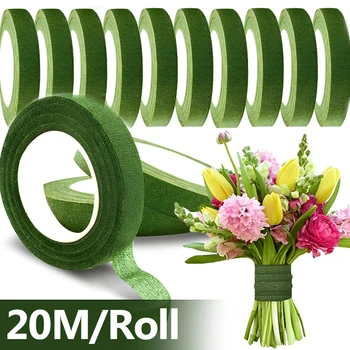 20M/גליל פרחוני הקלטת פרחים ירוק קלטות מלאכותי זר פרחים האבקן עטיפה 7mm אלסטי נייר בבית DIY פרח דקור