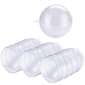 24 כדורים/אצווה DIY 70mm הכדור התלוי כדור שקוף פלסטיק שקוף מלא הכדור קישוט