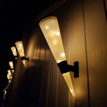 2Pcs אורות השמש RGB לבן חם הוביל מנורת קיר אמנות לפיד עמיד למים חיצוני במרפסת אור הביתה קישוט הגן על מרפסת פטיו