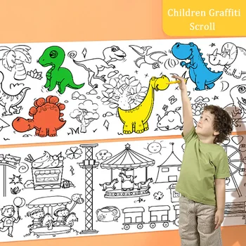 2pcs ילדים ציור בד DIY צביעה גליל נייר צבע מילוי נייר גרפיטי גלול נייר חתוך ילדים ציור ציוד לבית הספר