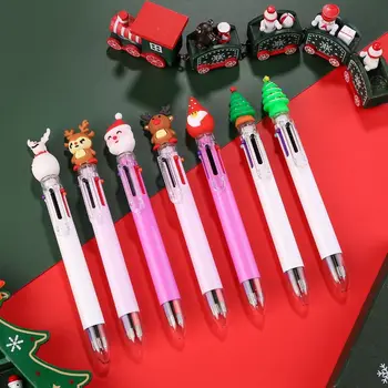 2PCS פלסטיק חג המולד עטים כדוריים קריקטורה כתיבה אייל נייטרלי עטים שלג סנטה קלאוס 6-צבעים עט חג המולד