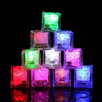 3Pcs אור LED קוביות קרח זוהר מנורת לילה מסיבת בר לחתונה גביע קישוט בר משקאות כוס יין, משקאות קוקטייל זוהר קוביות קרח