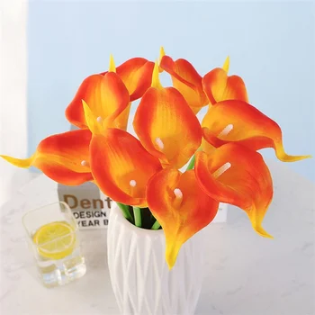 3Pcs מיני PU Calla Lily פרחים מלאכותיים בית עיצוב שולחן חתונה מסיבת קישוט פרחים מזויפים קישוט הגן החיצונית