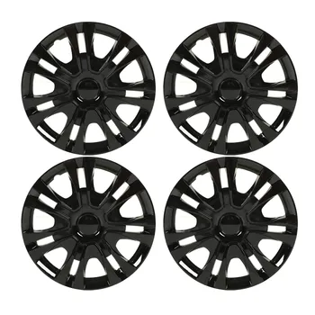 4PCS 15ב גלגל קפה שחור מסוגנן הצמד על בכושר אוניברסלי חישוק גלגל מגן על פיאט 500 למכוניות