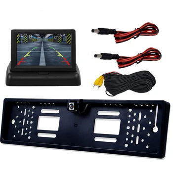 5 אינץ ' לרכב מצלמה אחורית עם צג תצוגה אוטומטי TFT LCD סיוע חניה RU האירופי מסגרת לוחית רישוי