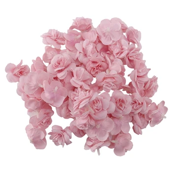 50 יח ' משי מלאכותי ורדים ראש הפרח פרח הראש מסיבת חתונה עיצוב בתפזורת - ורוד