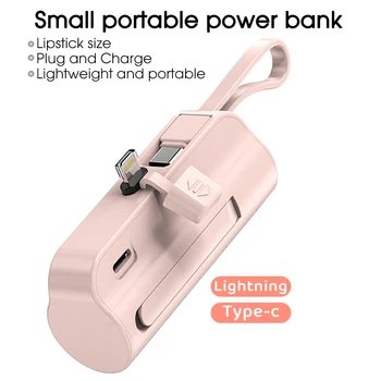 5000mAh חשמל מובנה כבל Mini PowerBank סוללה חיצונית מטען נייד עבור iPhone סמסונג Xiaomi חילוף בנקים חשמל