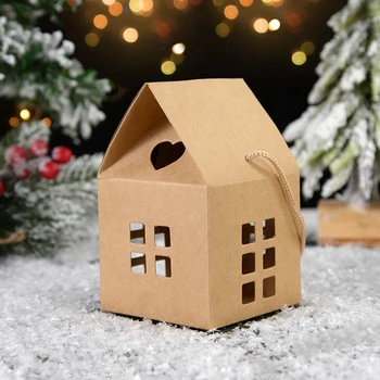 5Pcs מיני בית בצורת ממתקים, קופסת DIY חג המולד קופסא מתנת חג המולד קישוטים הביתה חג המולד 2024 השנה החדשה שמח דקור