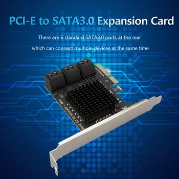 6 יציאות SATA III מסוג PCI Express 3.0 X4 6Gbps הרחבה כרטיס מתאם כונן דיסק קשיח