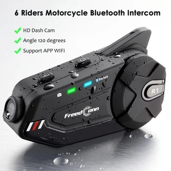 6 רוכבים R1 בנוסף אופנוע קבוצת לדבר המערכת 1080P WiFi אינטרקום מצלמה 6 רוכב קבוצת הקסדה Bluetooth אינטרקום בין