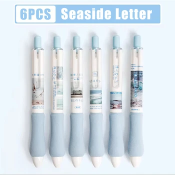 6PCS/סט חוף הים המכתב נוף יפה של נוער ג ' ל עטים בעובי אצבע מגן קיבולת גדולה משרדי לסטודנטים