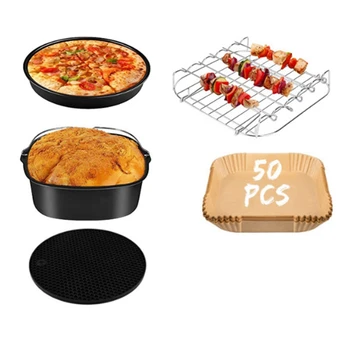 8 אינץ עוגה חבית פיצה פאן אוויר פרייר אביזרים מתאימים כל Airfryer 5.3 QT ל-5.8 QT הביתה המטבח תנור כיריים
