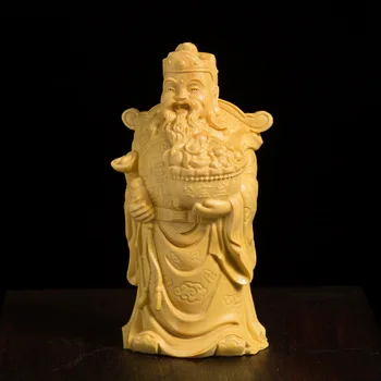 8cm אלוהים של עושר עץ מלא מזל קישוטים קטנים של בודהה CN(מקור) פסל עתיק עיצוב הבית בהצלחה