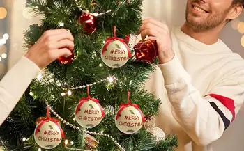 8cm חג המולד תליון כדור חג תלויים קישוטים בחבל צבעוני קיר קישוטים חגיגיים מסיבה עיצוב הבית אספקה