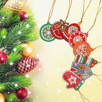 8pcs יהלום ציור DIY מיוחד מלא בצורת תרגיל חג המולד תליון ערכת כלי השיט