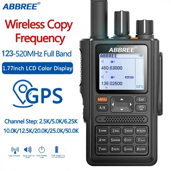 ABBREE AR-F8 GPS 6 להקות חובבים חזיר שני רדיו דרך 999CH אוויר הלהקה ווקי טוקי DTMF ווקס SOS LCD צבע סורק משטרה תעופה