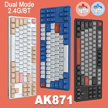 AK871 ניתן להחלפה חמה המשחקים מכני עם מקלדת Bluetooth אלחוטית 2.4 GHz Dual Mode חיבור 87 מקשי מקלדת PC Gamer