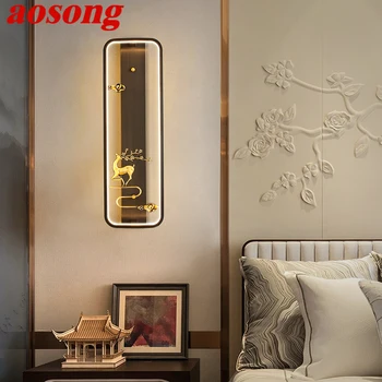AOSONG פליז מנורת קיר LED מודרנית יוקרה מנורות קיר עיצוב פנים הבית חדר השינה ליד המיטה בסלון תאורה למסדרון