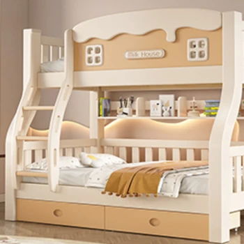 Bilayer עץ מלא ילדים מיטות למבוגרים שתי שכבות מיטות עץ לילדים למיטה בחורה מודרנית גאמה Infantil ריהוט חדר שינה QF50TC