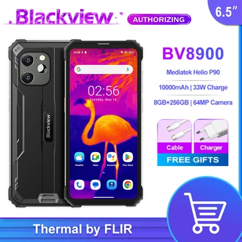 Blackview BV8900 מחוספס טלפון אנדרואיד 13 16GB 256 ג ' יגה בייט טלפון נייד תרמי על ידי ופליר® 10000mAh סוללה 33W מהר תשלום סלולרי