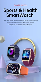 Bluetooth חדשה קוראים גדול HD מסך חכם שעון גברים ספורט כושר גשש עמיד למים שעון חכם עבור אנדרואיד Ios שפה רב