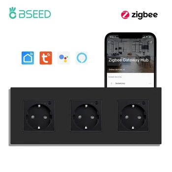 BSEED יחיד ZigBee ארובות אנרגיה צג חכם מטר קיר כפול ארובות Google חכם החיים אפליקציה אלקסה משולש תושבות האיחוד האירופי פלסטיק