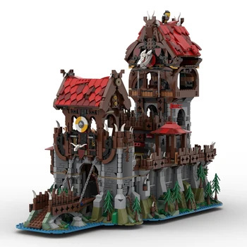 BuildMoc ימי הביניים Wolfpacked מגדל הטירה הספינה אבני הבניין להגדיר את המשחק פיראטים בית לבנים צעצוע לילדים יום הולדת מתנה לחג המולד